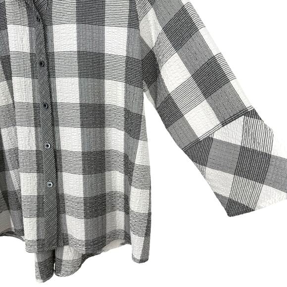 NEW NWOT Habitat Sz Large Black/Gray/White Wearable Art Blouse Shirt Top Plaid - Picture 6 of 9